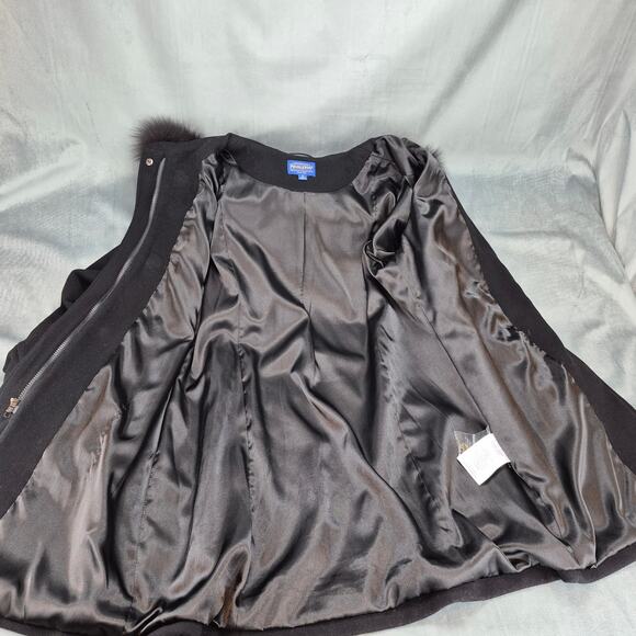 Pendleton Merino Wool Blend Hooded Fox Fur Trim Toggle Coat Parka Women's 16 - Picture 7 of 14